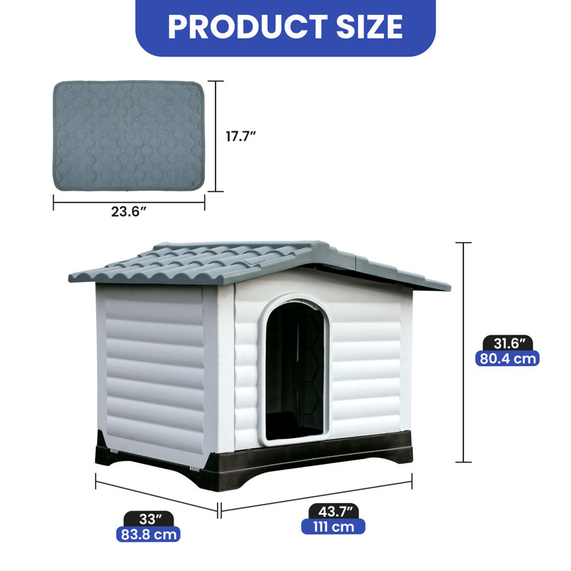 Tucker Murphy Pet™ Double-Door Plastic Dog House with Non-Slip Mat